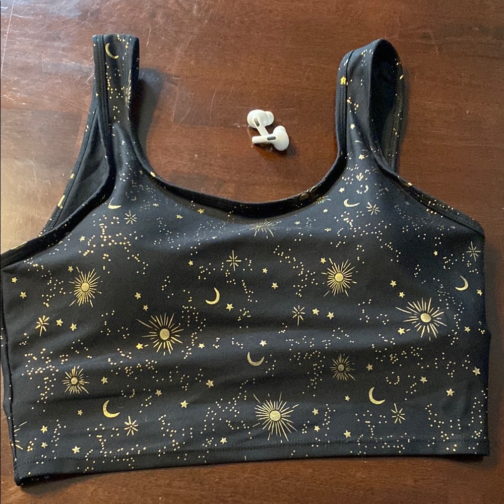 Black and Gold Celestial Sports Bra